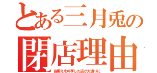 とある三月兎の閉店理由（品揃えを朴李した店が大通りに）