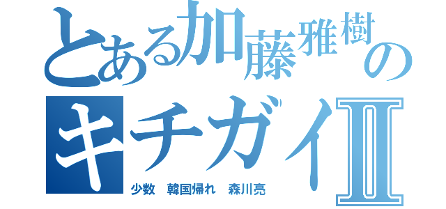 とある加藤雅樹のキチガイアラシⅡ（少数 韓国帰れ 森川亮）