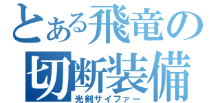 とある飛竜の切断装備（光剣サイファー）