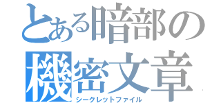 とある暗部の機密文章（シークレットファイル）