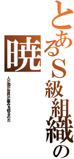 とあるＳ級組織の暁（人が国が世界が痛みを知るのだ）