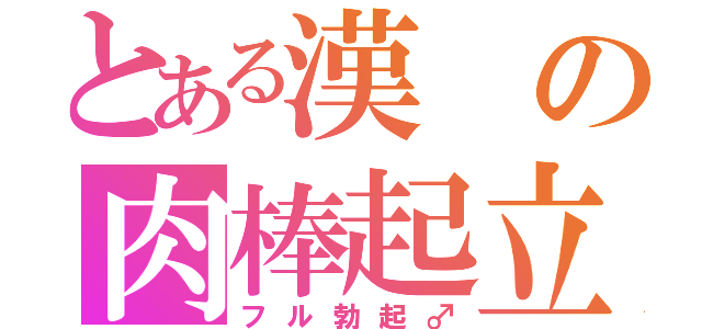 とある漢の肉棒起立（フル勃起♂）