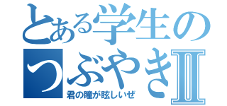 とある学生のつぶやきⅡ（君の瞳が眩しいぜ）