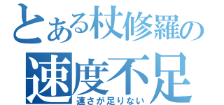 とある杖修羅の速度不足（速さが足りない）