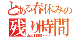 とある春休みの残り時間（あと１時間・・・）