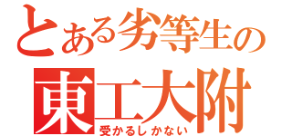 とある劣等生の東工大附（受かるしかない）