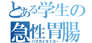 とある学生の急性胃腸炎（ハラガイタイヨー）