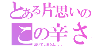 とある片思いのこの辛さ（泣いてしまうよ．．．）