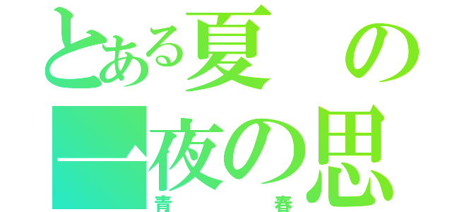 とある夏の一夜の思い出（青春）