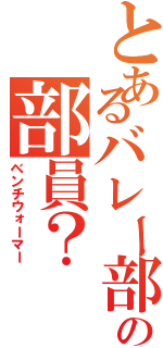 とあるバレー部の部員？（ベンチウォーマー）