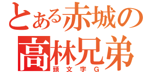 とある赤城の高林兄弟（頭文字Ｇ）