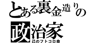 とある裏金造りの政治家（己のフトコロ命）