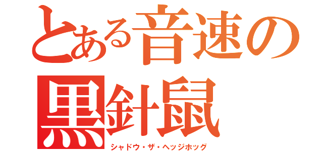 とある音速の黒針鼠（シャドウ・ザ・ヘッジホッグ）