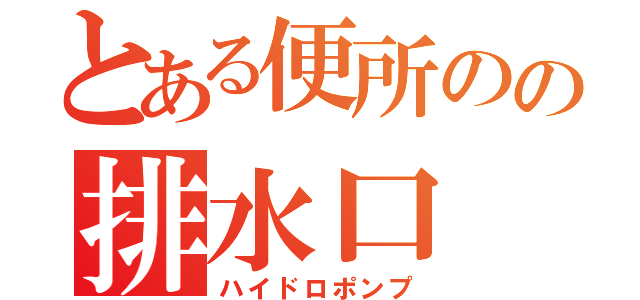 とある便所のの排水口（ハイドロポンプ）