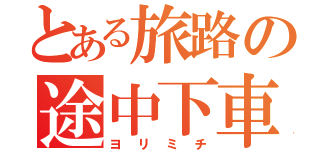 とある旅路の途中下車（ヨリミチ）