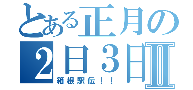 とある正月の２日３日Ⅱ（箱根駅伝！！）