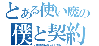 とある使い魔の僕と契約（して魔法少女になってよ！（字余り））