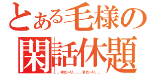 とある毛様の閑話休題（。。ゆた～り。。。また～り。。）