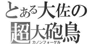 とある大佐の超大砲鳥（カノンフォーゲル）