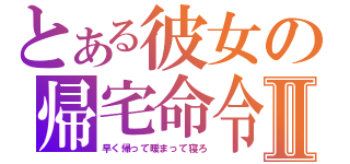 とある彼女の帰宅命令Ⅱ（早く帰って暖まって寝ろ）