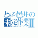 とある邑井の未定作業Ⅱ（どうしたらいいの？）