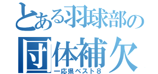 とある羽球部の団体補欠（一応県ベスト８）