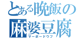 とある晩飯の麻婆豆腐（マーボードウフ）