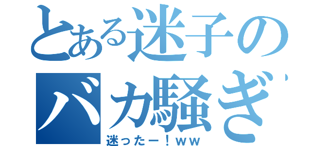 とある迷子のバカ騒ぎｗ（迷ったー！ｗｗ）