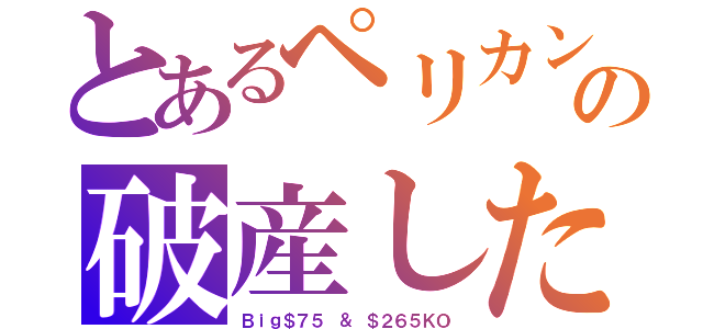 とあるペリカンの破産した（Ｂｉｇ＄７５ ＆ ＄２６５ＫＯ）