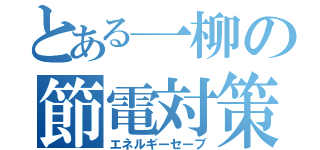 とある一柳の節電対策（エネルギーセーブ）