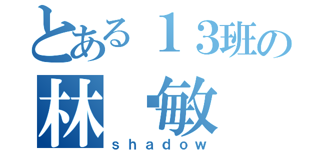 とある１３班の林诗敏（ｓｈａｄｏｗ）