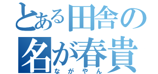 とある田舎の名が春貴（ながやん）