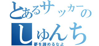 とあるサッカー最強のしゅんちゃん（夢を諦めるなよ）