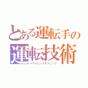 とある運転手の運転技術（ドライビングテクニック）