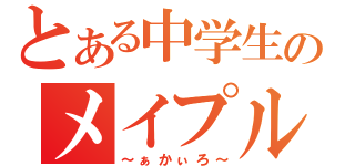 とある中学生のメイプル日記（～ぁかぃろ～）