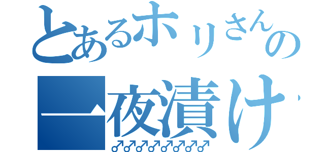 とあるホリさんの一夜漬け（♂♂♂♂♂♂♂♂）