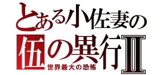 とある小佐妻の伍の異行Ⅱ（世界最大の恐怖）