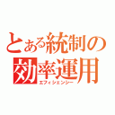 とある統制の効率運用（エフィシェンシー）