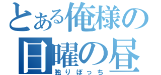 とある俺様の日曜の昼（独りぼっち）