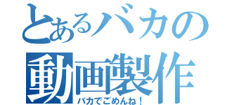 とあるバカの動画製作（バカでごめんね！）