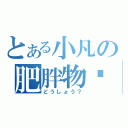 とある小凡の肥胖物语（どうしょう？）