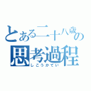 とある二十八歳の思考過程（しこうかてい）