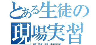 とある生徒の現場実習（ｏｎ‐ｔｈｅ‐ｊｏｂ ｔｒａｉｎｉｎｇ）