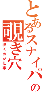 とあるスナイパーの覗き穴（覗くのが仕事）