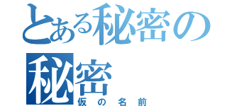 とある秘密の秘密（仮の名前）