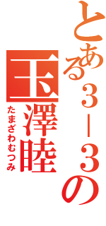 とある３－３の玉澤睦Ⅱ（たまざわむつみ）