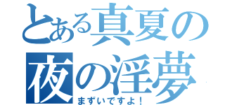 とある真夏の夜の淫夢（まずいですよ！）