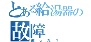 とある給湯器の故障（直った？）