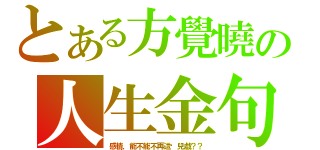 とある方覺曉の人生金句（感情，能不能不再這麽兒戲？？）