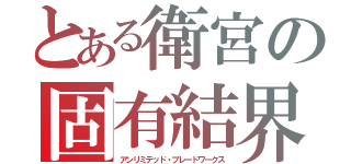 とある衛宮の固有結界（アンリミテッド・ブレードワークス）